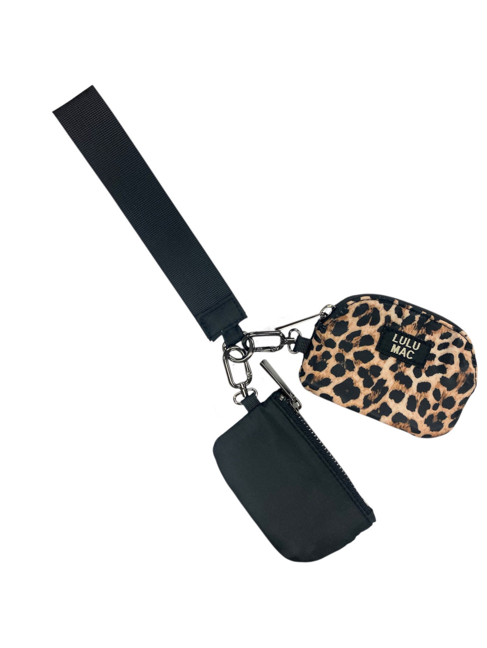 Lulu Mac Black Leopard Double Pouch Wristlet